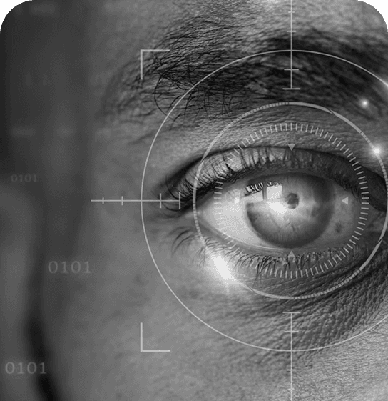 Digital eye representing technological innovation and future vision